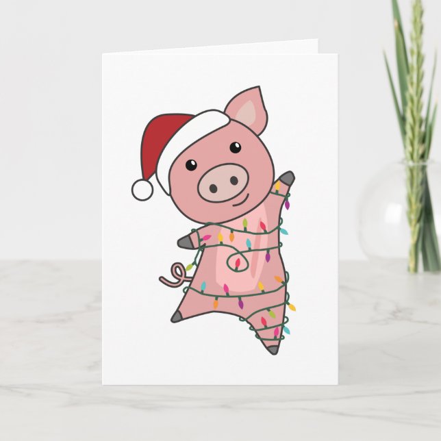 Carte Cochon Joyeux Noël Animaux Cochons (Devant)