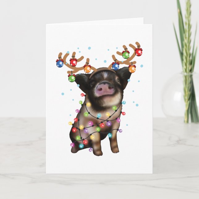 Carte Cochon mignon, cadeau de Noël amusant pour amateur (Devant)