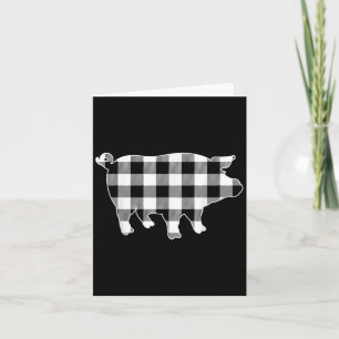 Carte Cochon noir et blanc plaid de Buffalo Joyeux Noël