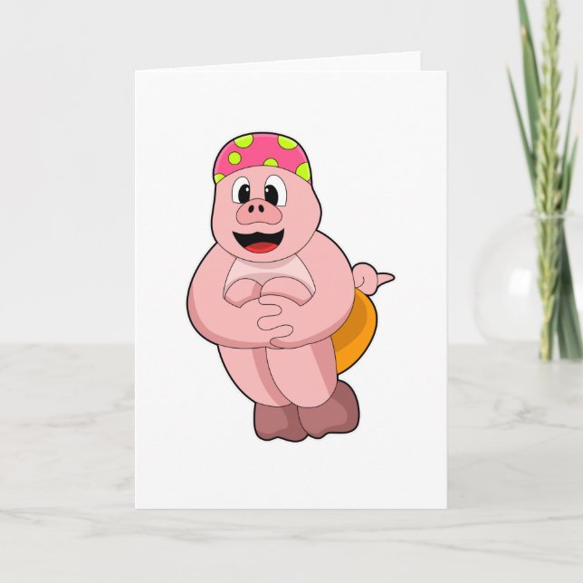 Carte Cochon sautant dans l'eau (Devant)