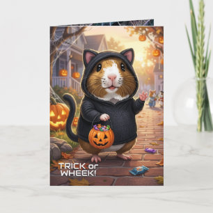 Carte Cochons d'Inde Halloween, Déguisement de Chat Tric
