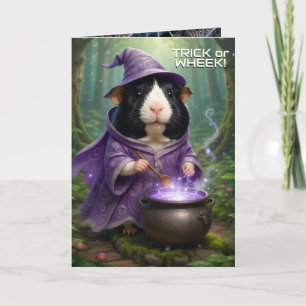 Carte Cochons d'Inde Halloween, Sorciers & Sorcières Bre