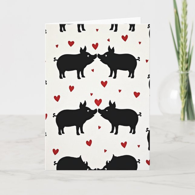 Carte cochons mignons en amour (Devant)