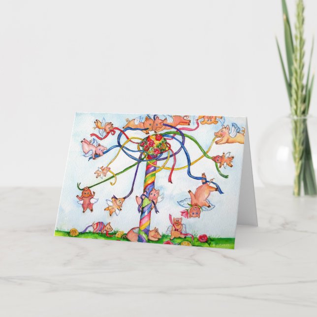 Carte Cochons volants autour du mât de mai (Devant)