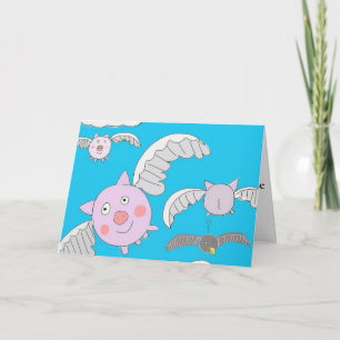 Carte Cochons volants et corbeau