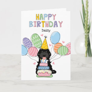 Carte Cockapo noir Tuxedo Chien Cavapoo Joyeux anniversa