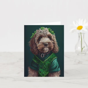 Carte Cockapoo Dog en robe de fête St. Patrick