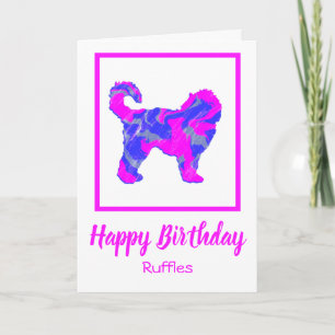Carte Cockapoo Hot rose Silhouette Chien drôle Anniversa