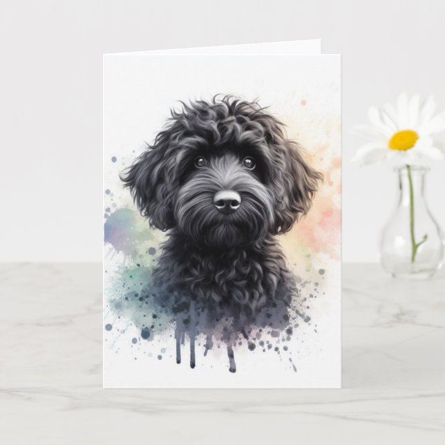Carte Cockapoo noir (Petite plante)