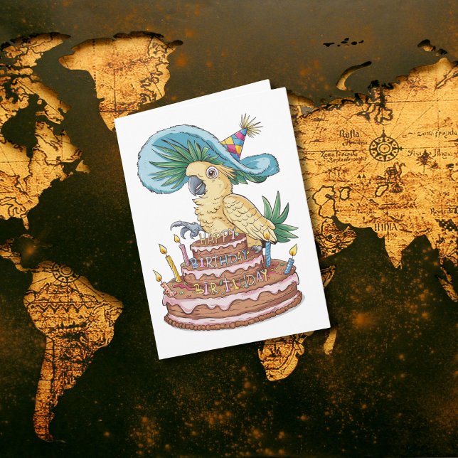 Carte cockatoo perché sur gâteau d'anniversaire casquett (Créateur téléchargé)