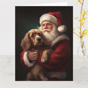 Carte Cocker Spaniel avec Noël Festif du Père Noël