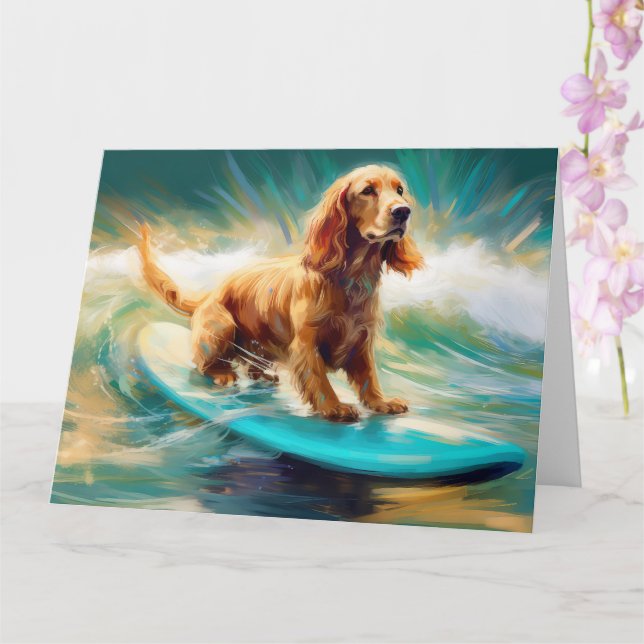 Carte Cocker Spaniel Beach Surf Peinture (Orchidée)