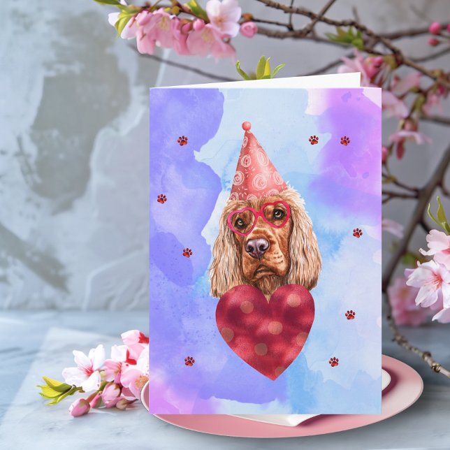 Carte Cocker Spaniel bleu violet Cadeau de la Saint-Vale (Créateur téléchargé)
