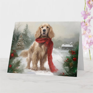 Carte Cocker Spaniel Chien dans Noël de neige