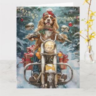 Carte Cocker Spaniel Chien équitation Moto Noël