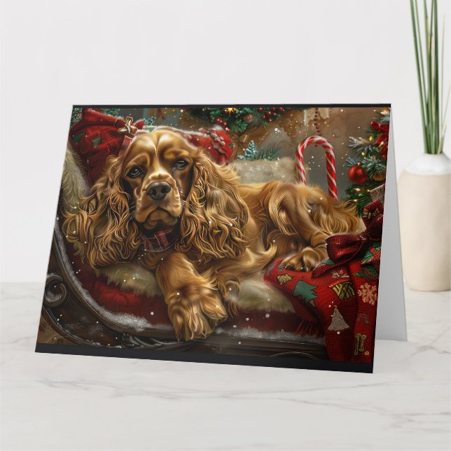 Carte Cocker Spaniel Chien Festif de Noël (Devant)