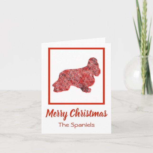 Carte Cocker Spaniel Chien Silhouette Rouge Joyeux Noël (Devant)
