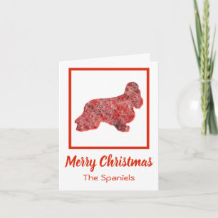 Carte Cocker Spaniel Chien Silhouette Rouge Joyeux Noël