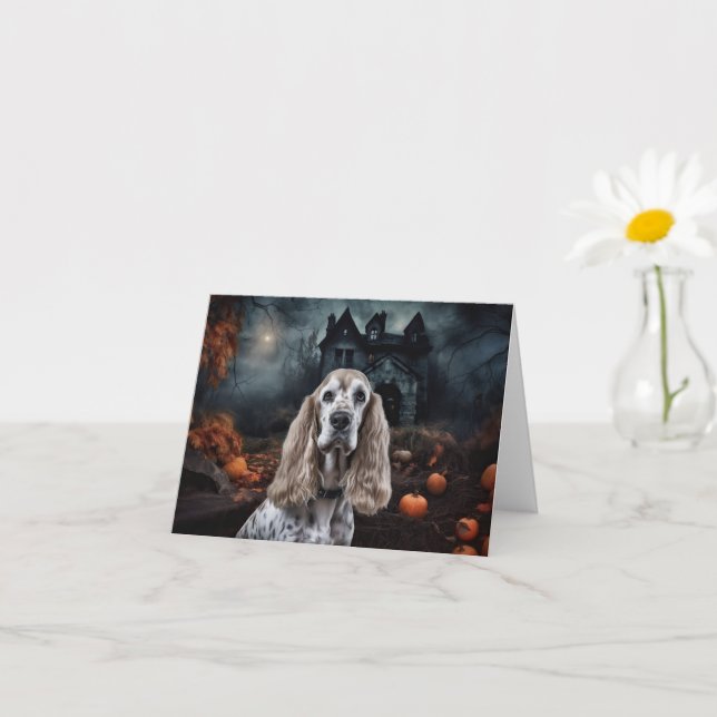 Carte Cocker Spaniel Halloween effroi (Petite plante)