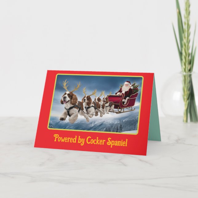 Carte Cocker Spaniel Noël Drôle (Devant)