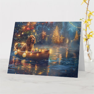 Carte Cocker Spaniel Noël Festive Voyage