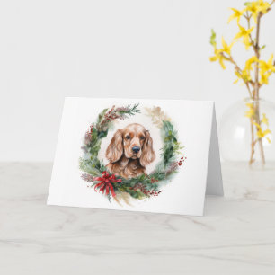 Carte Cocker Spaniel Noël Wreath Festive Pup