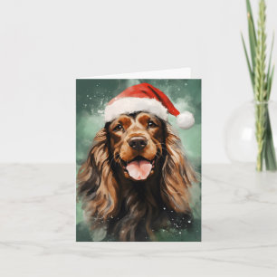 Carte Cocker Spaniel peinture à la brosse de Noël