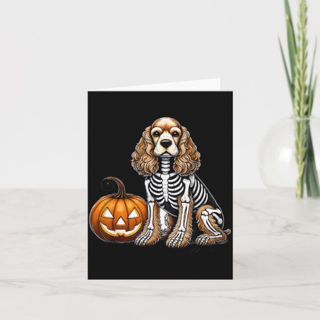 Carte Cocker Spaniel Squelette Jack O Lantern Chien Drôl (Devant)