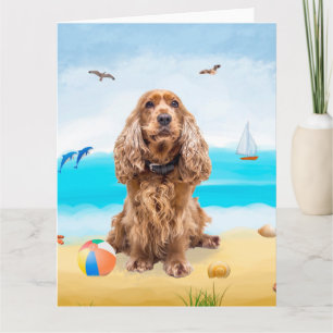 Carte Cocker Spaniel sur la plage