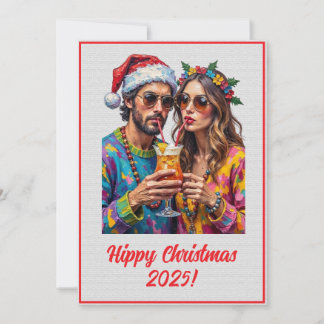 Carte Cocktail de Noël numérique personnalisé Hippie Xma
