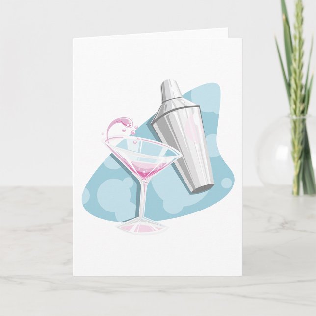 Carte Cocktail Pink Martini et shaker argenté (Créateur téléchargé)