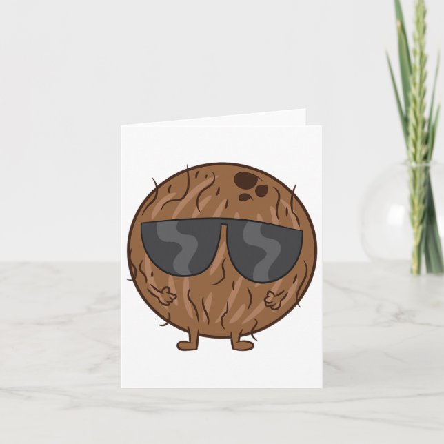 Carte Coconut Été Fruit Noix de Coco Avec Amour Sungles  (Devant)