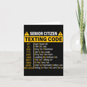 Carte Code de SMS pour senior Cool Drôle Personnes âgées
