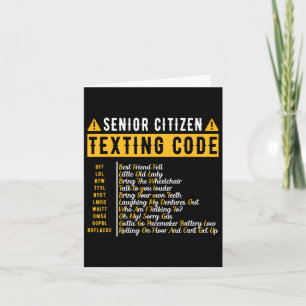 Carte Code de textage pour citoyens seniors Cadeau grand