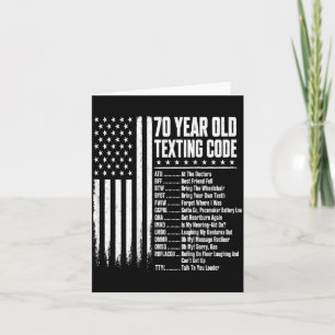 Carte Code de texte senior de 70 ans sur le dos