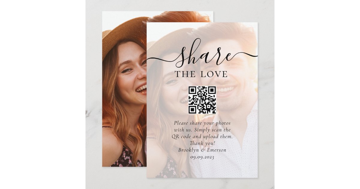 Carte Code QR de la demande de partage de photos mariage | Zazzle.fr