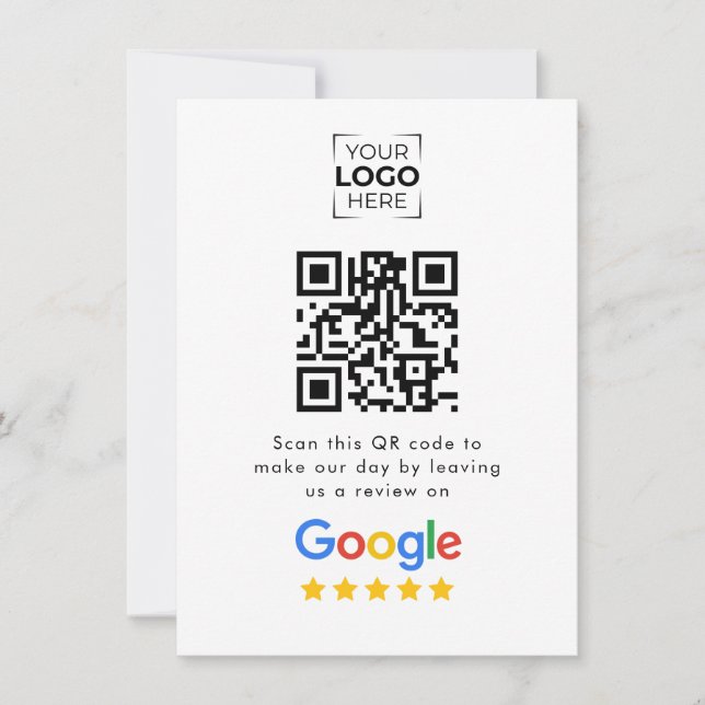 Carte Code QR de l'avis Google My Business (Devant)