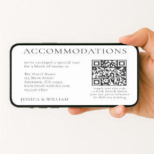 Carte Code QR de l'hôtel pour un mariage minimaliste
