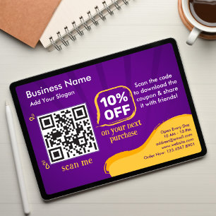 Carte Code QR de réduction marketing à scanner pour le c