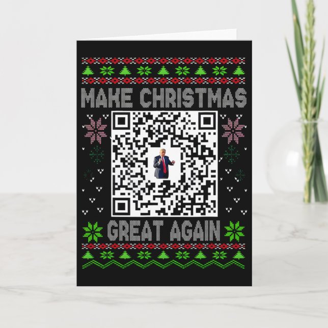Carte Code QR drôle de Noël moche Président Trump Danse (Devant)