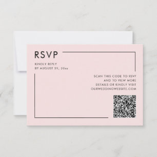 Carte Code QR photo rose poudré pour réponse au mariage