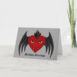 Carte Coeur à ailes gothique mignon de vampire toute