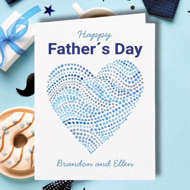Carte Cœur à points de aquarelle bleue pour la fête des  (Créateur téléchargé)