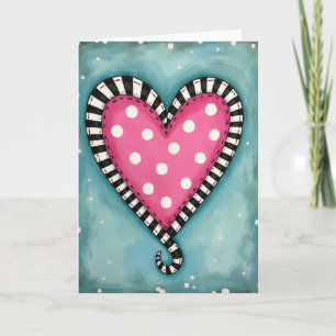 Carte cœur à pois rose mignon
