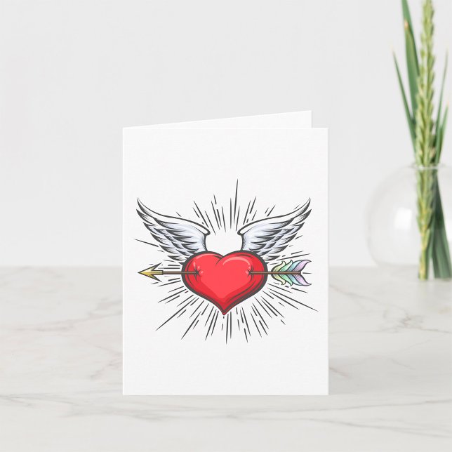 Carte Cœur ailé avec tatouage de flèche (Créateur téléchargé)