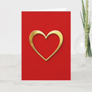 Carte Cœur Amour Rouge et Or