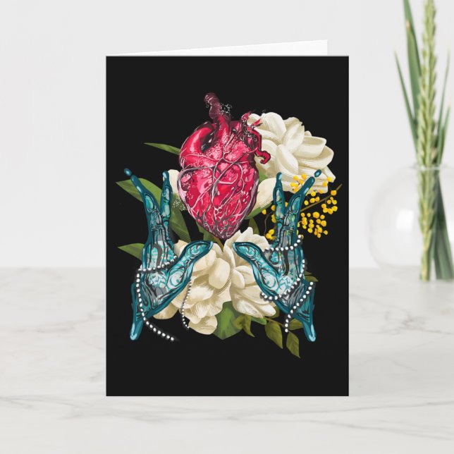 Carte Cœur Anatomique Et Fleurs Docteur Valentin  (Devant)