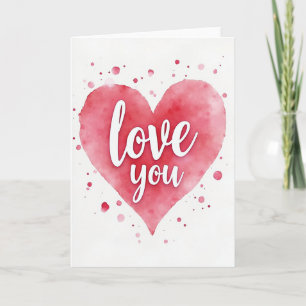 Carte cœur aquarelle « Je t'aime »
