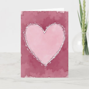 Carte cœur aquarelle rose
