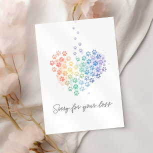 Carte Cœur arc-en-ciel empreinte de patte Sympathie pert
